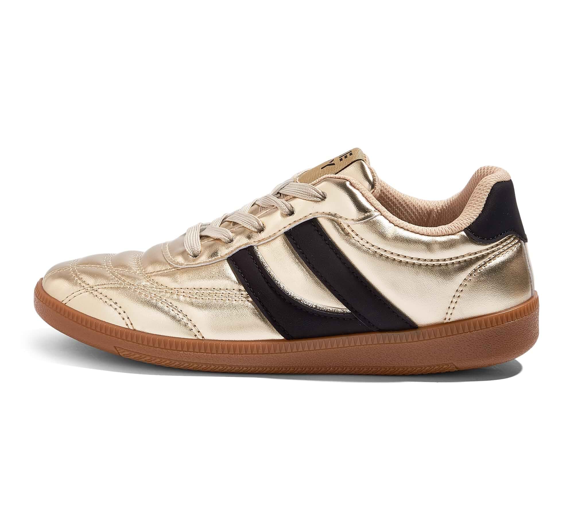 Women's Retro Sneakers, Vintage Artificial Leather Gum Sole Shoes Scratch-proof upper,reinforced stitching,cushioned insole,slip-resistant sole,adjustable fit,easy-clean multi-scene use