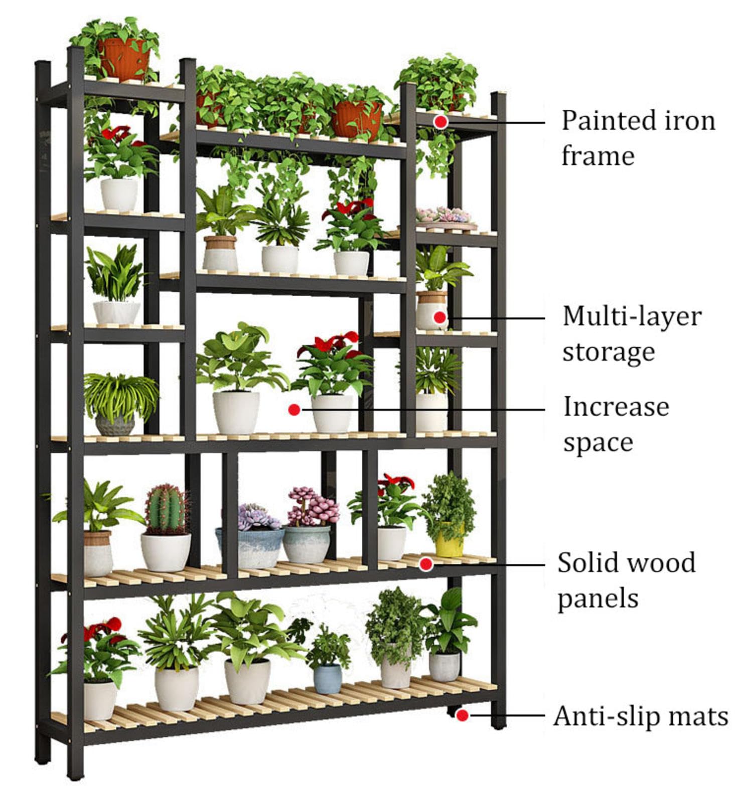 Amazon.co.jp: 無垢材アイアンフラワーラックバルコニー収納ラック