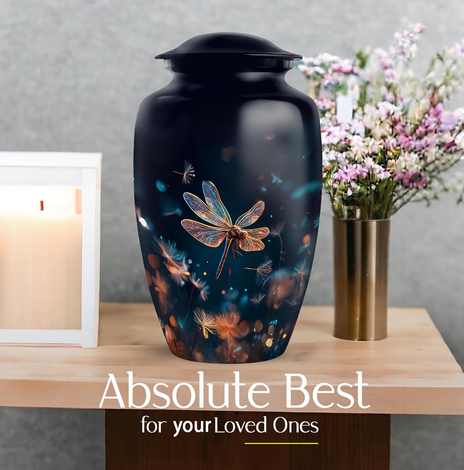 Dragonfly Cremation Urns for Men - Urn for Adult Male - Urns for Ashes for Burial - Burial Urn for Human - 10 Inch Large