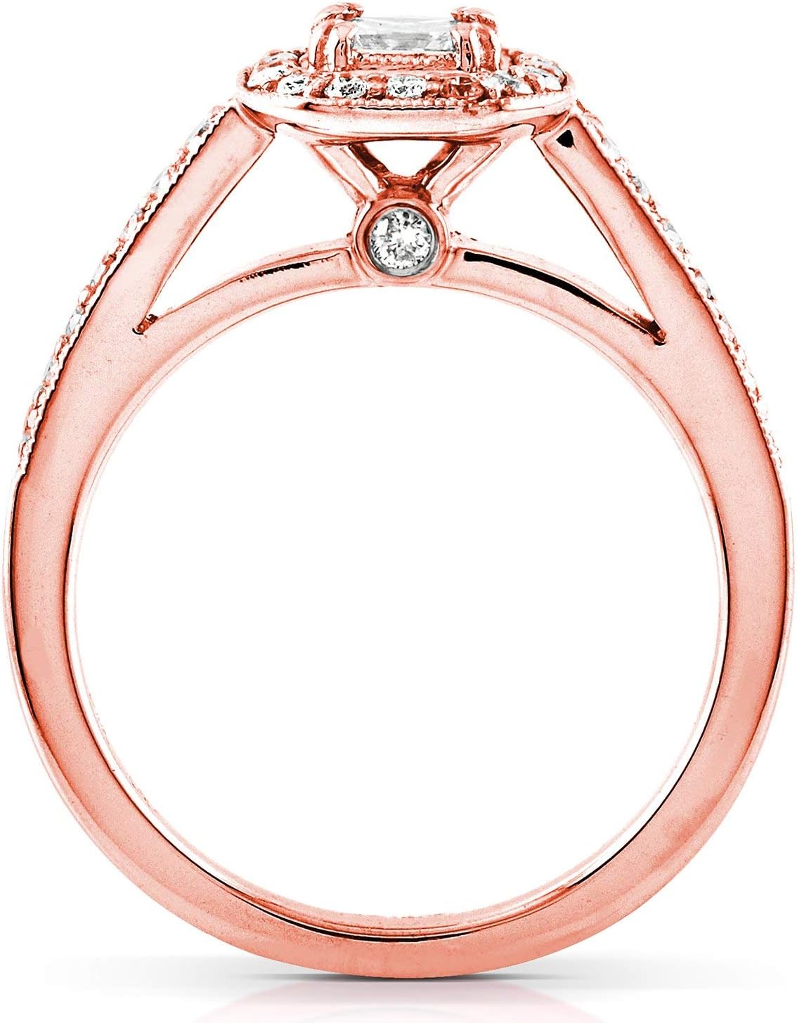 Kobelli Asscher Cut Diamond Engagement Ring 1/2 Carat (ctw) in 14K Rose Gold