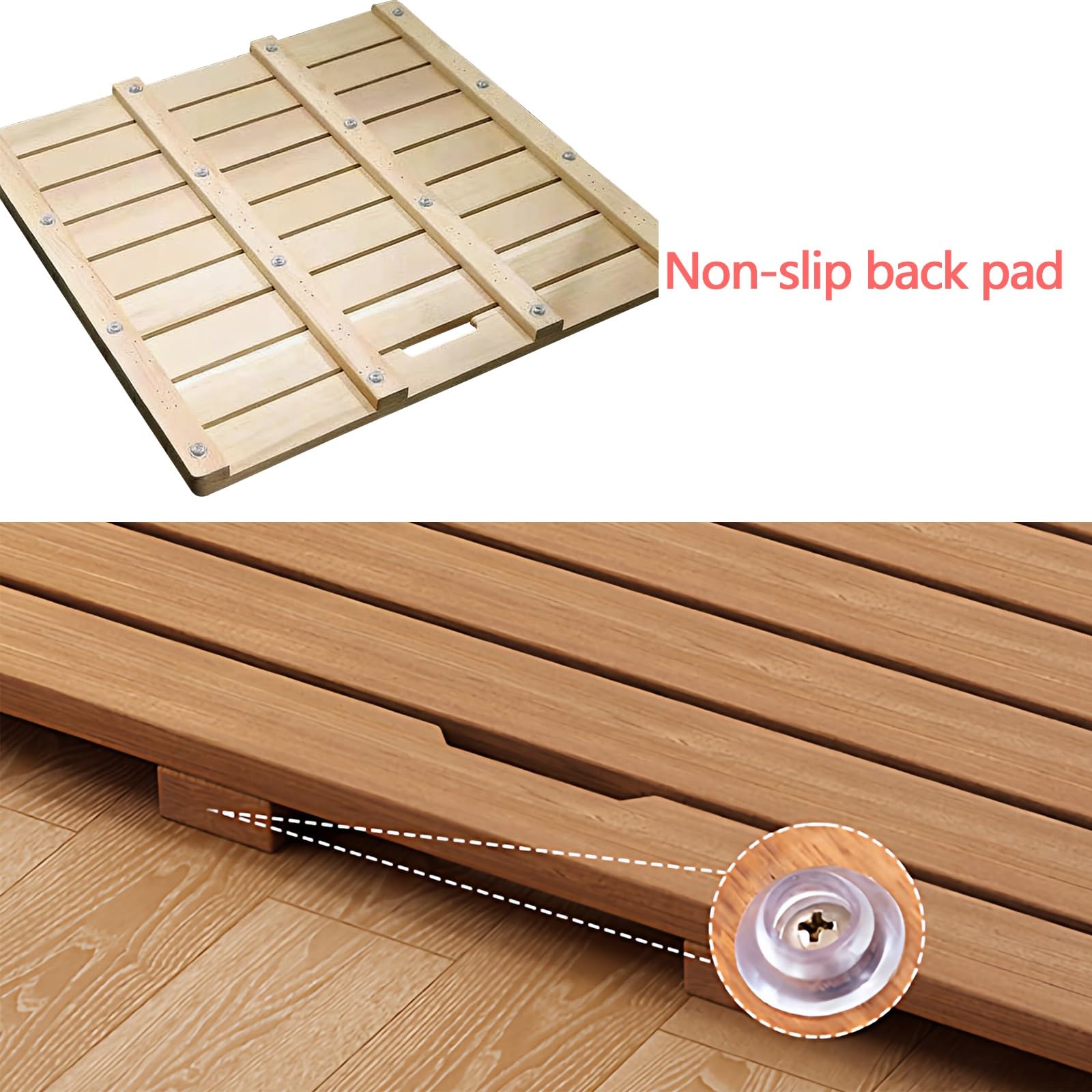 Alfombrilla De Madera Extra Grande, Alfombrillas De Ducha Antideslizantes For Personas Mayores, Revestimiento Protector Resistente Al Agua For Ducha/bañera/Inodoro Interior(40x70cm)