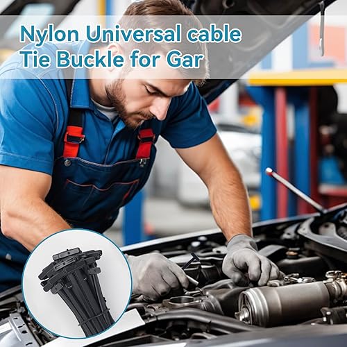 Miniatura 7 de 200 unidades de hebilla universal de bridas de cable de nylon – Porta bridas de cremallera autobloqueantes resistentes con diseño de pin y botón,