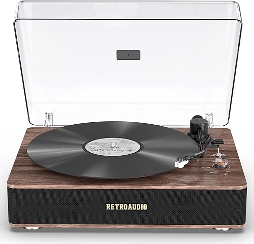 Tocadiscos de transmisión por correa con altavoces incorporados, reproductor de discos de vinilo de alta fidelidad con cartucho magnético,