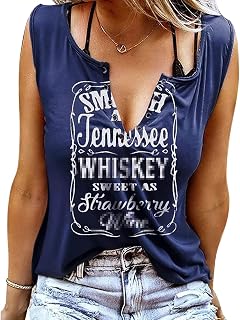 Smooth As Tennessee Tank Top Sweet As Strawberry Shirt Ring Hole Sleeveless Sexy V Neck Womens Retro Country Music Top
