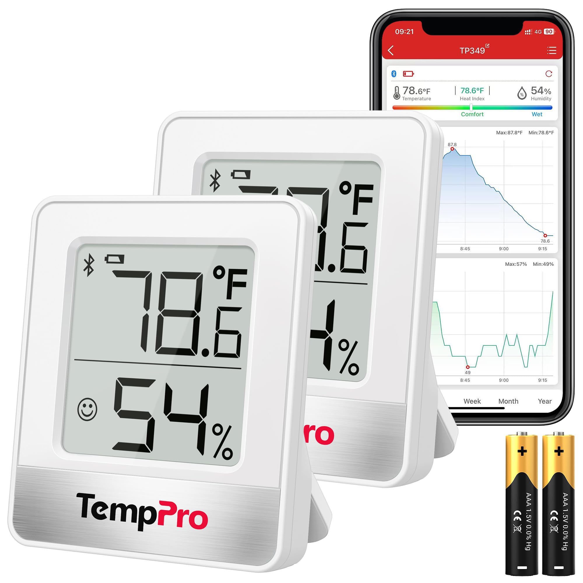 TempPro TempAir 2 Pieces Digital Hygrometer Indoor Thermometer