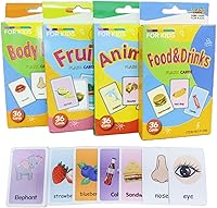 LearningThroughPlay 144 Toddler Flash Cards - Montessori Body Parts, Animals, Food, Fruits | Preschool Learning Toys Ages 2-6 Orange Pocket Size