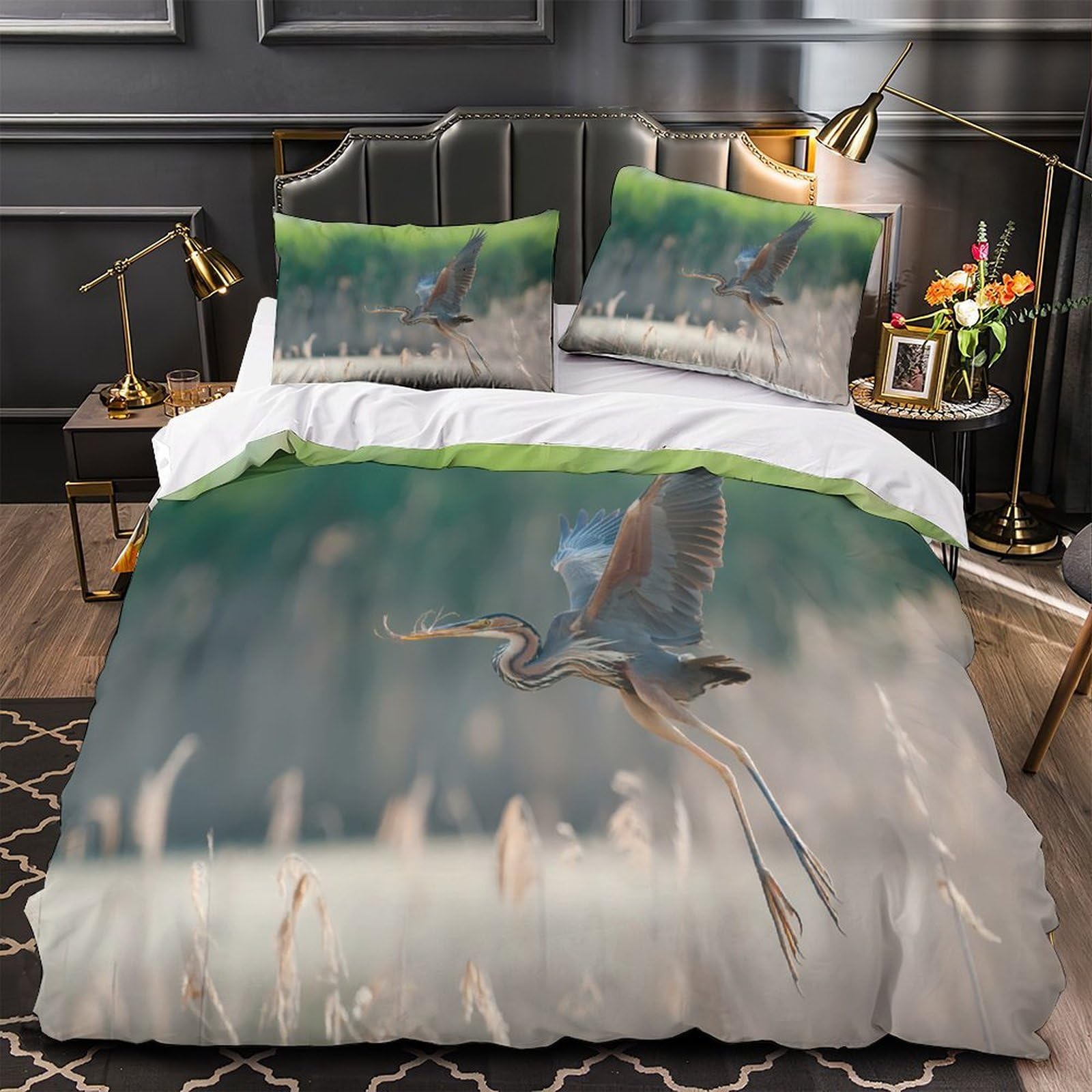 Housse de couette oiseau en vol microfibre hypoallergénique et super douce