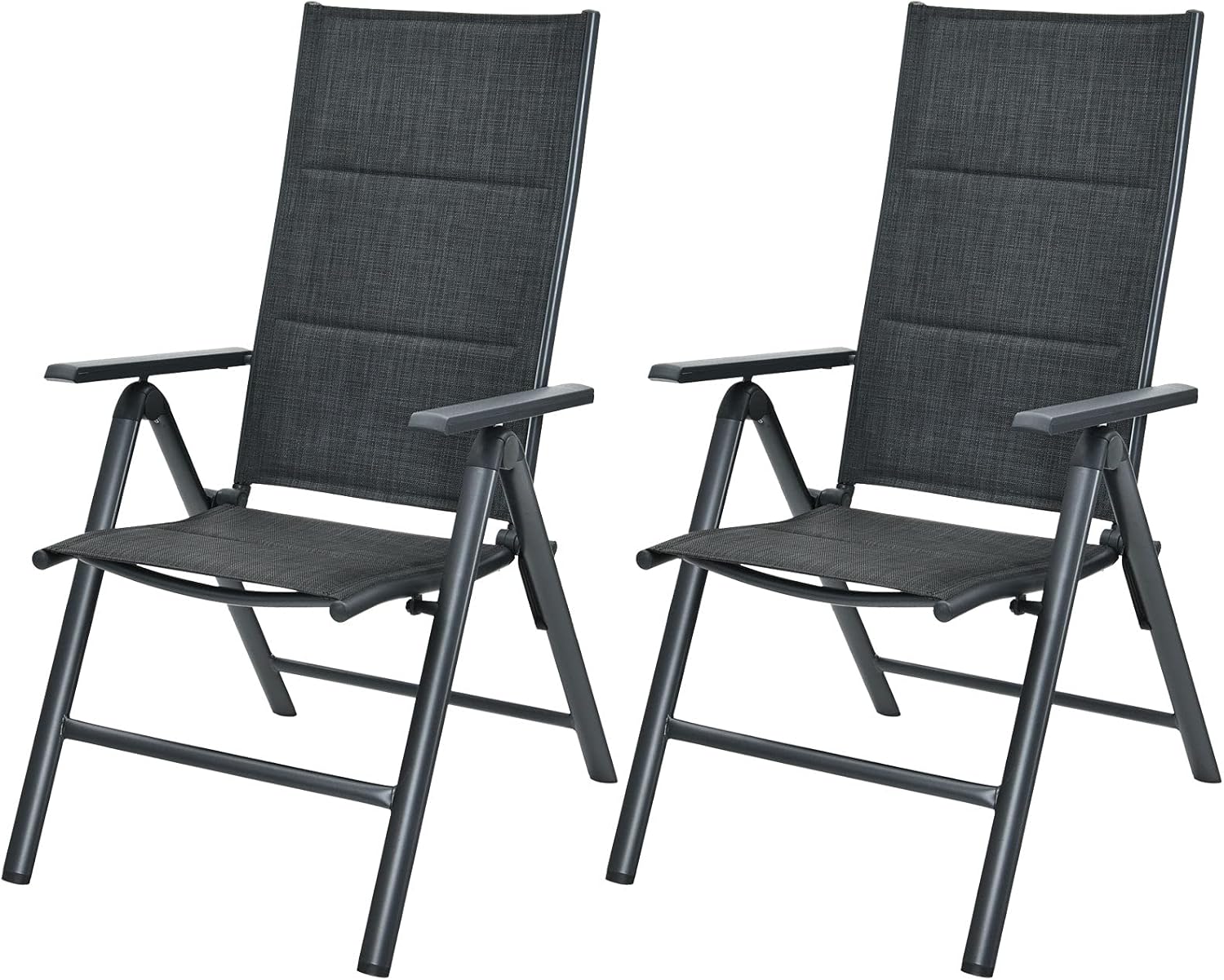 Tangkula Set of 2 Patio Dining Chairs, Portable Sling Back Chairs with Aluminum