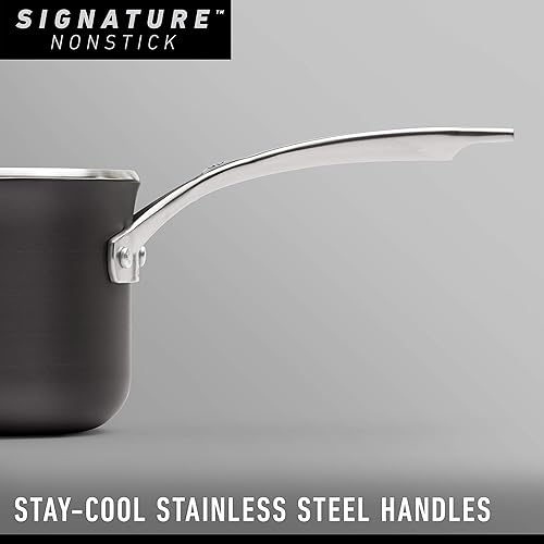 Miniatura 6 de Calphalon Juego de 10 ollas y sartenes utensilios de cocina antiadherentes con asas de acero inoxidable que se mantienen frescos apto para