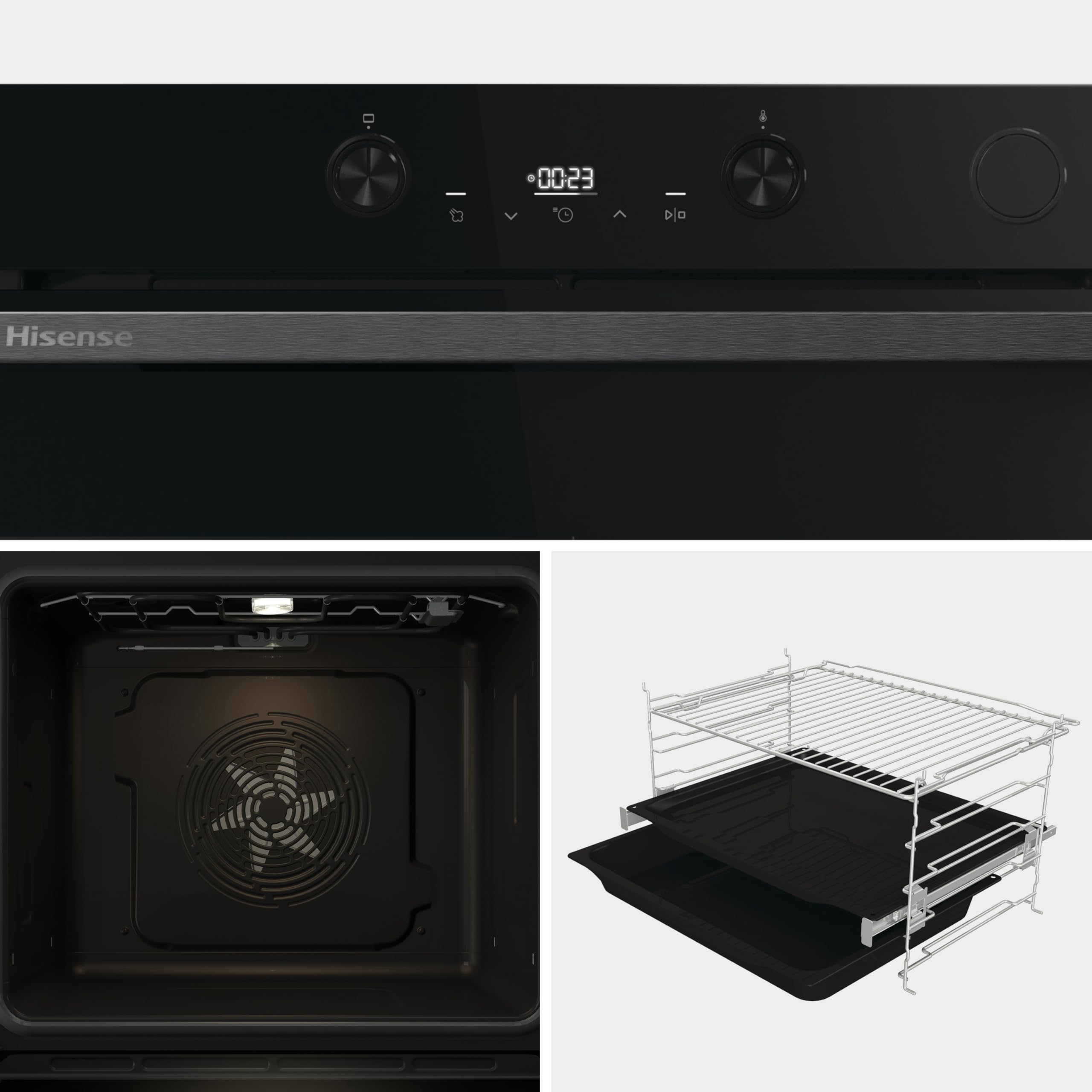 Hisense Hi4 BlackLine 77L BSA66226ADBGUK Built-In Electric Single Oven with Air Fry - Black - A Rated — view 4