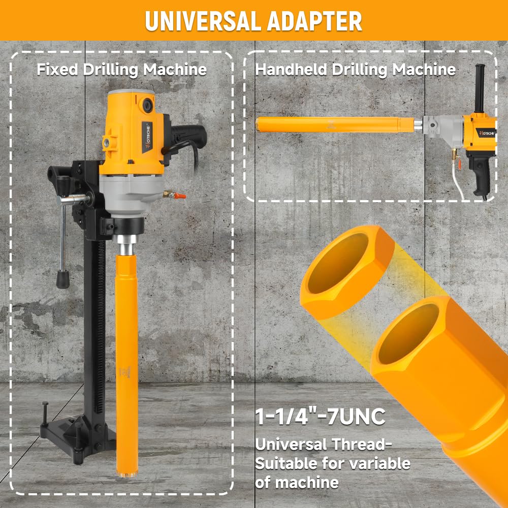 Hoteche Diamond Wet/Dry Core Drill Bit 2-Inch Diameter Hole Saw of 18-Inch Drilling Depth, 1-1/4"-7UNC Thread for Concrete, Brick, and Stone Drilling