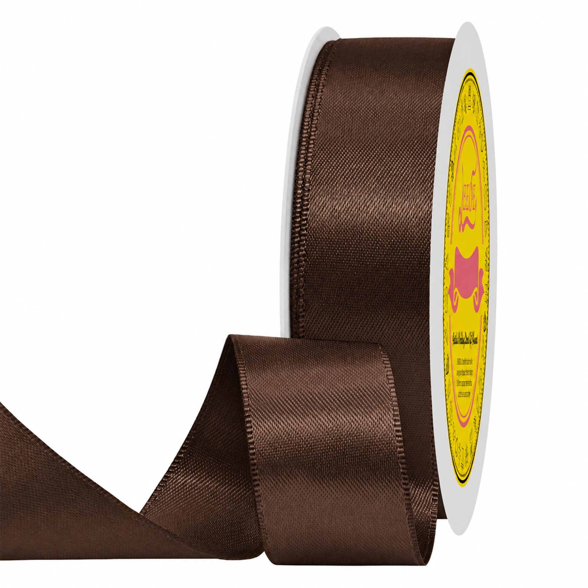 Double Face Brown Satin Ribbon 7/8 Inch X 100 Yards Polyester Ribbon for Gift Wrapping Very Suitable for Weddings Party Hair Bow Invitation Decorations and More