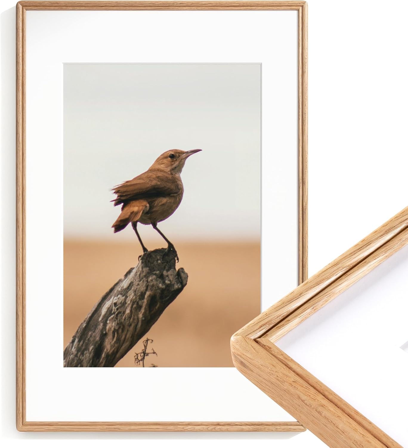 16x24 Poster Frame, Natural USA-Sourced Solid Oak Wood Picture Frame with High Tempered Glass, Handcrafted Rounded Corner 16 by 24 Wooden Frame Matted to 12x18 Photo for Horizontal or Vertical Wall Mounting