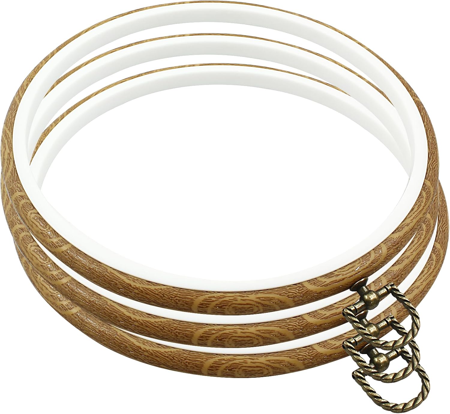 Bonsicoky 3 Pcs 22cm/8.7" Round Embroidery Hoops, Imitated Wood Display Frame Circle Embroidery for Art Craft Sewing Hanging