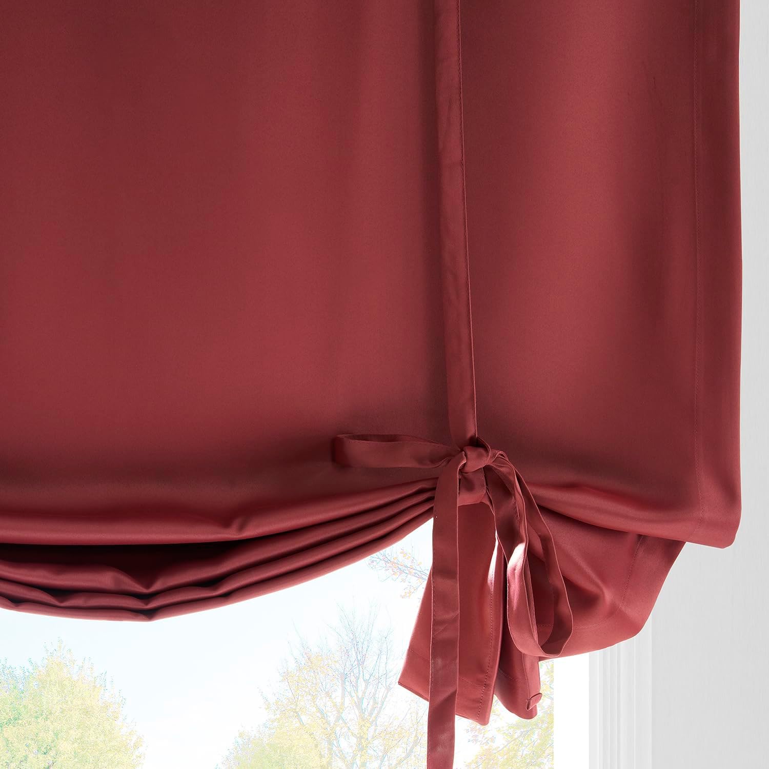 HPD Half Price Drapes Tie Up Curtains for Windows, Room Darkening Curtains 63 Inches Long (1 Panel) - Rod Pocket Window Shades for Living Room 46 X 63, Brick Red