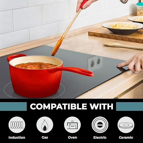 Miniatura 4 de Healthy Choices Cacerola de hierro fundido esmaltado de 2 cuartos con tapa, cacerola pequeña con tapa, pequeñas porciones de salsa para pasta, salsa