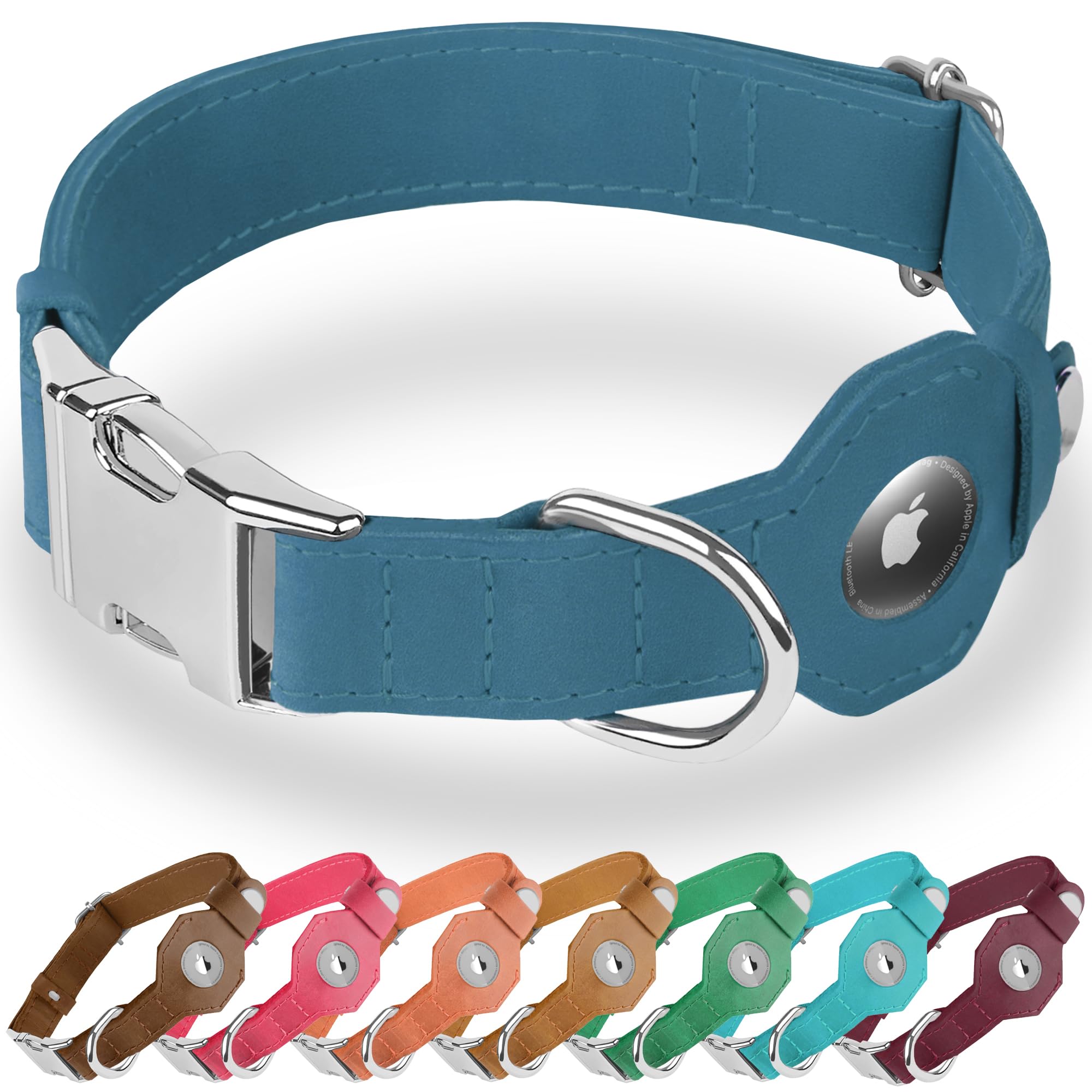 Collier pour chien en cuir AirTag pour balades sereines en forêt et ville