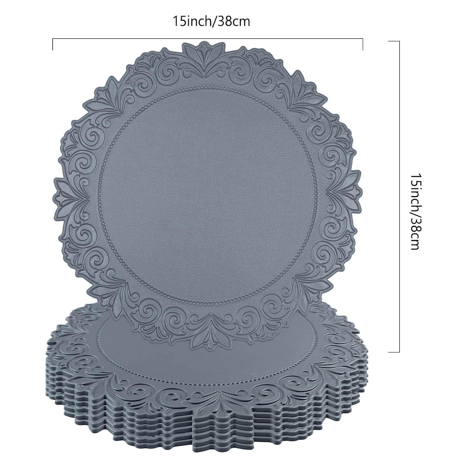 Noctiflorous Set di 6 tovagliette rotonde in finta pelle, impermeabili, lavabili e resistenti al calore, per tavolo da pranzo, cucina, antiscivolo, lavabili, oleose (grigio grafite, 6)