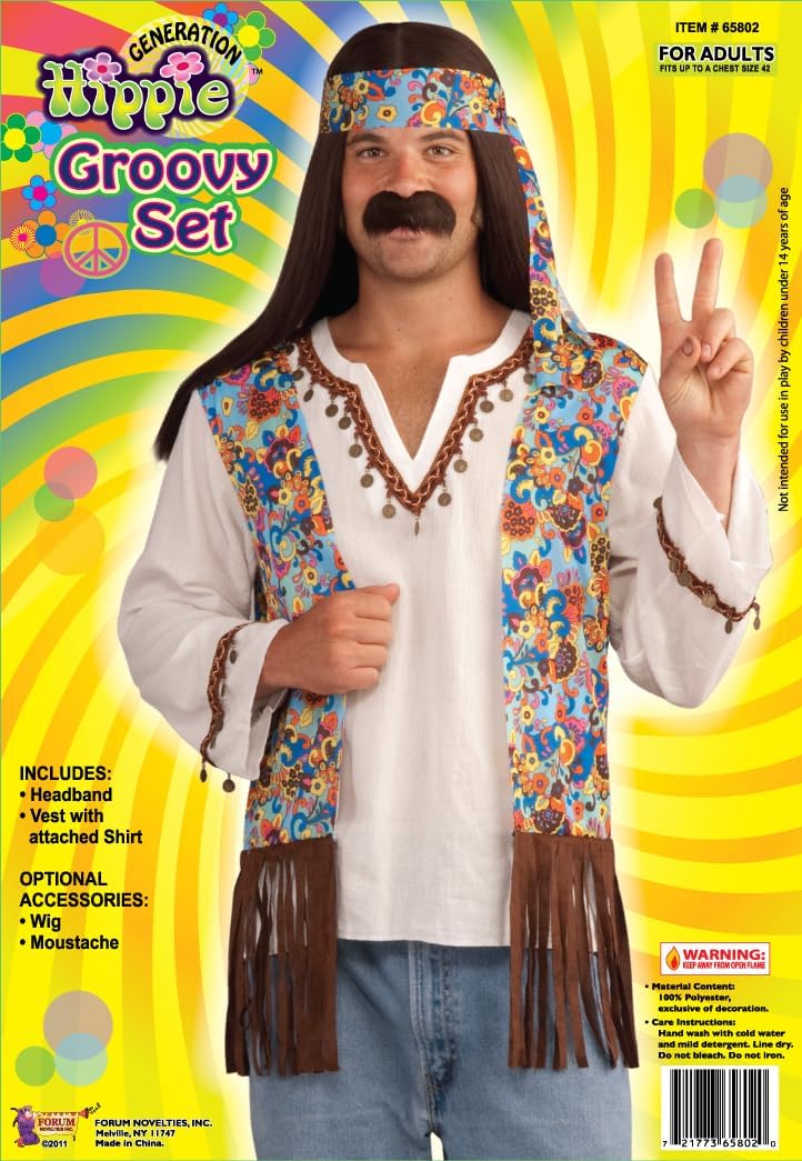 Forum Novelties Men's Groovy Hippie Costume Shirt and Headband - Image 2