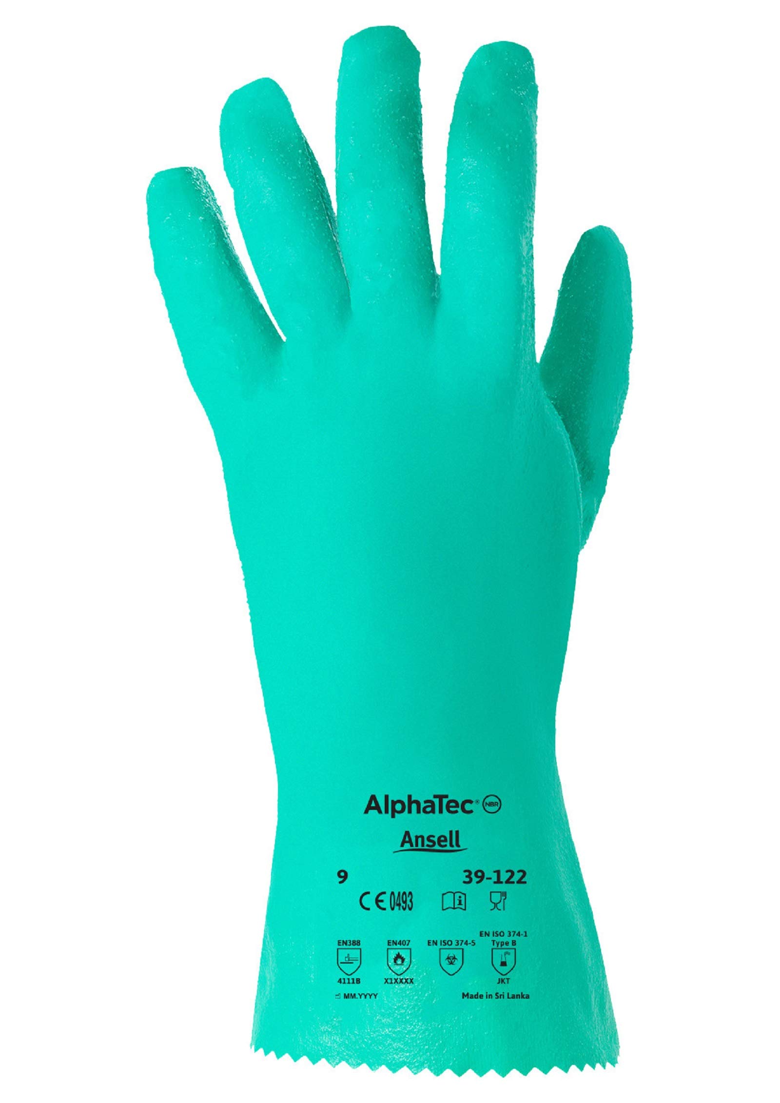 ANSELL ALPHATEC 39-122 NITILLIL CHEMICAL PROJEKTOWE ROWRĘ, WYSOKIE Odporność na ciężkie prace przemysłowe, wsparcie bawełny, rozmiar XL (12 par)