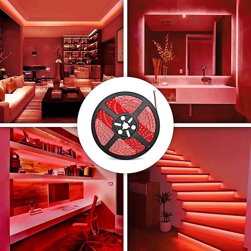 Vista 5 de Tira de luces LED verdes de 32.8 pies, resistente al agua, IP65 SMD2835, regulable, 600 LED, 12 V, cortables para gabinete, automóvil, bar