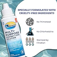 Vista 4 de Solución de lentes de contacto de tamaño de viaje libre de crueldad, 3 onzas líquidas, limpiador y acondicionador suave multiusos para el cuidado