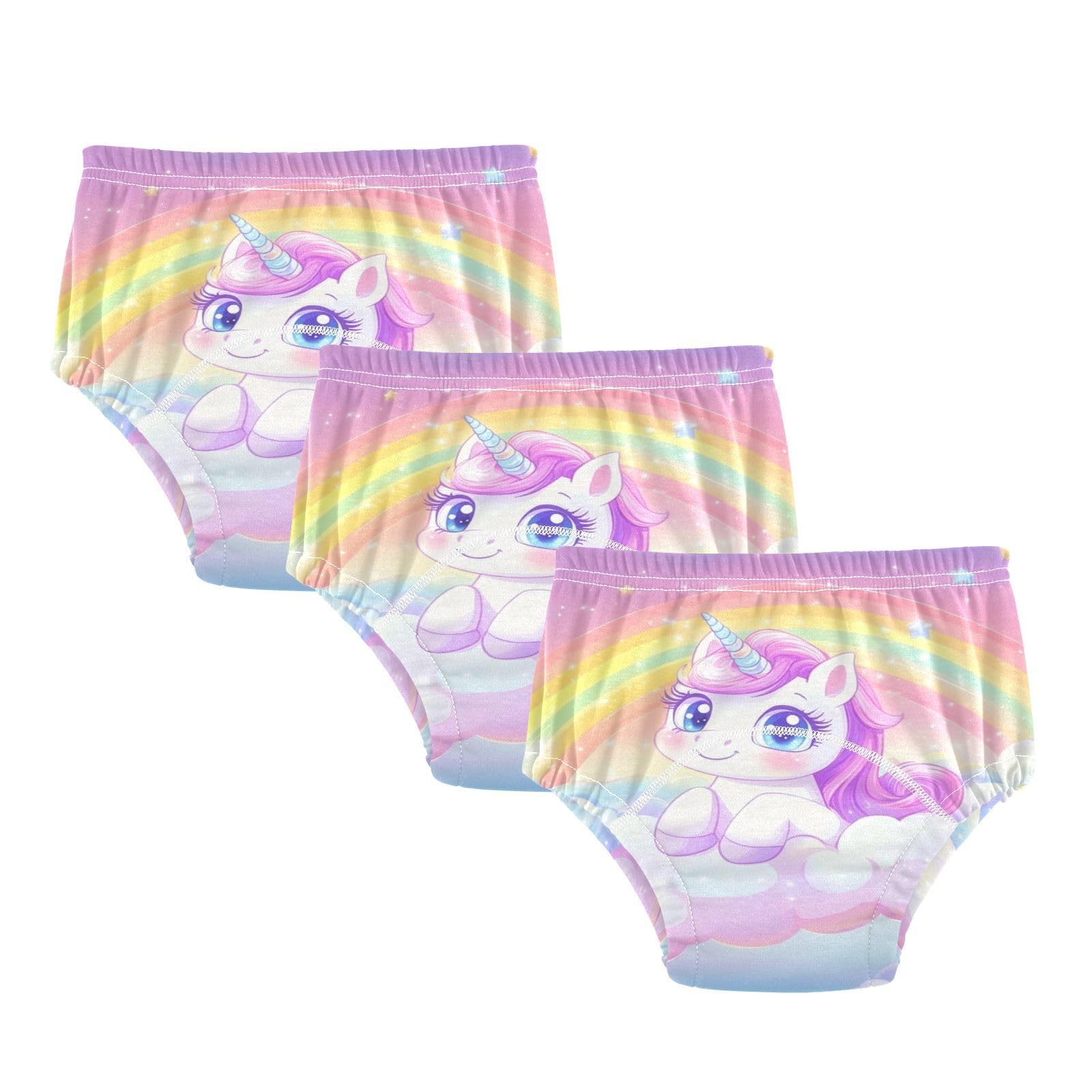 Coikll Cute Rainbow Horse Toddler Training Underwear Waterproof Baby Pee Pants -3T