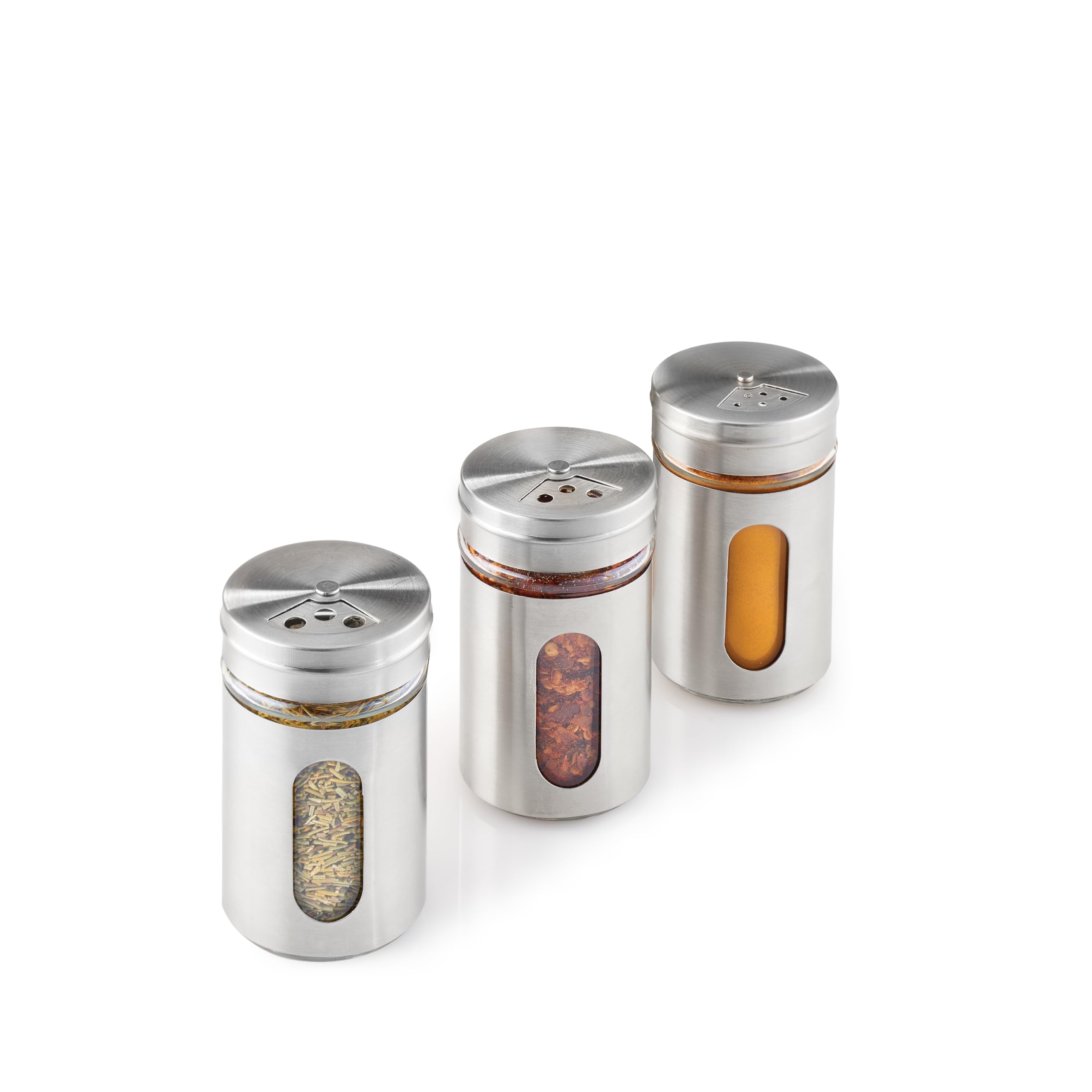 Barattolo per Spezie in Acciaio Inox con Finestra, Dispenser per Condimenti con