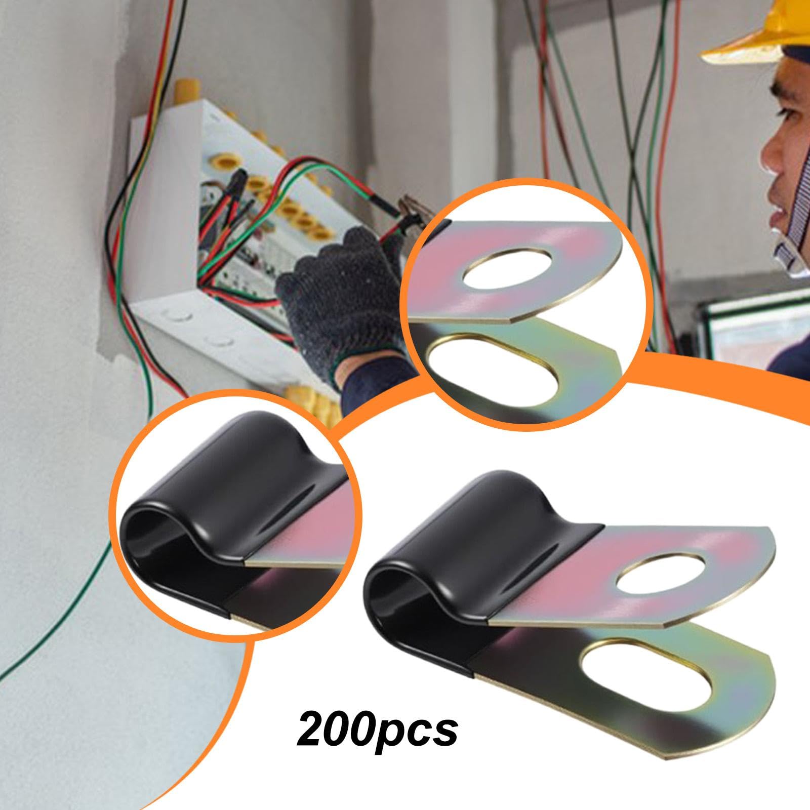 50 Piezas Abrazadera para Cable Abrazadera para para Abrazadera Metálica con Recubrimiento de Goma Uso Versátil en Instalaciones Au, 200 piezas