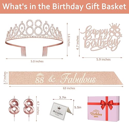 Miniatura 115 de Decoraciones de cumpleaños de 38 años para mujeres, incluyendo banda de cumpleaños, tiara/corona, velas numéricas y decoración de pastel, regalos