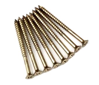 Hinge Outlet Wood Screws, Heavy-Duty Screws for Doors, Cabinets, Furniture & DIY Projects Polished Brass,9 X 3 Inch, 24 Pack