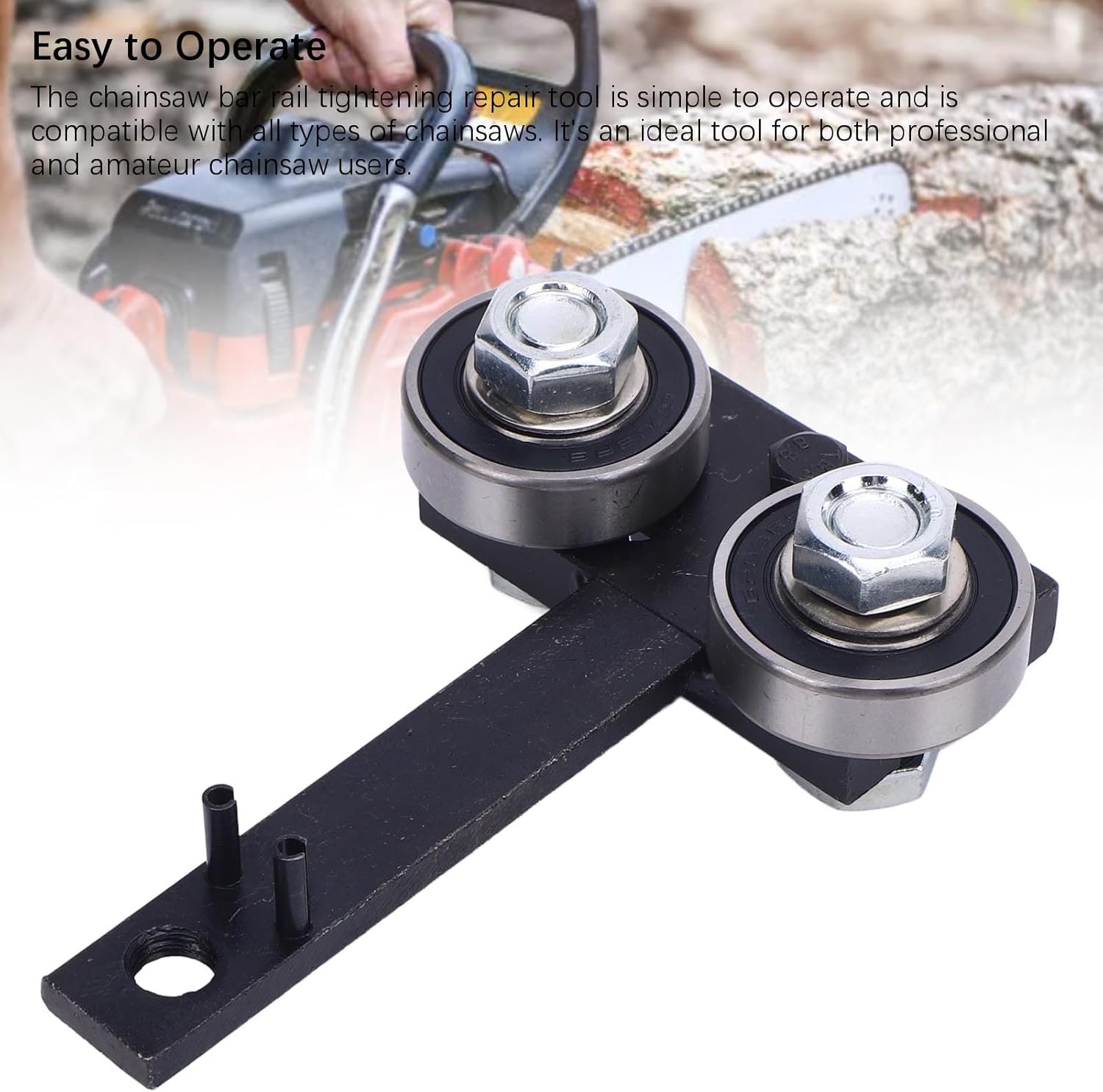 Chainsaw Bar Squeezer, Repair Tool for Chainsaw Bar Rail Tightening, Adjuster with Fixed Frame, Compatible with All Chainsaws, Efficient