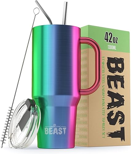 Miniatura 51 de Beast - Vaso de acero inoxidable con aislamiento al vacío para café, taza de hielo, termo de viaje de doble pared, 42 onzas (azul cielo tormentoso)