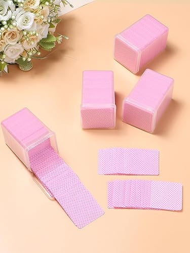 Miniatura 6 de TEOYALL Toallitas de uñas sin pelusas, 400 piezas de tela no tejida, almohadillas de limpieza de uñas, extensiones de pestañas rosas, toallitas de