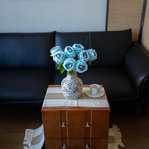 Miniatura 4 de Flores Falsas para Decoración Decoración del Hogar Flores Artificiales de Tacto Real Austin Rosa Peonía Látex Flor Falsa Decoración de Salón Rosas