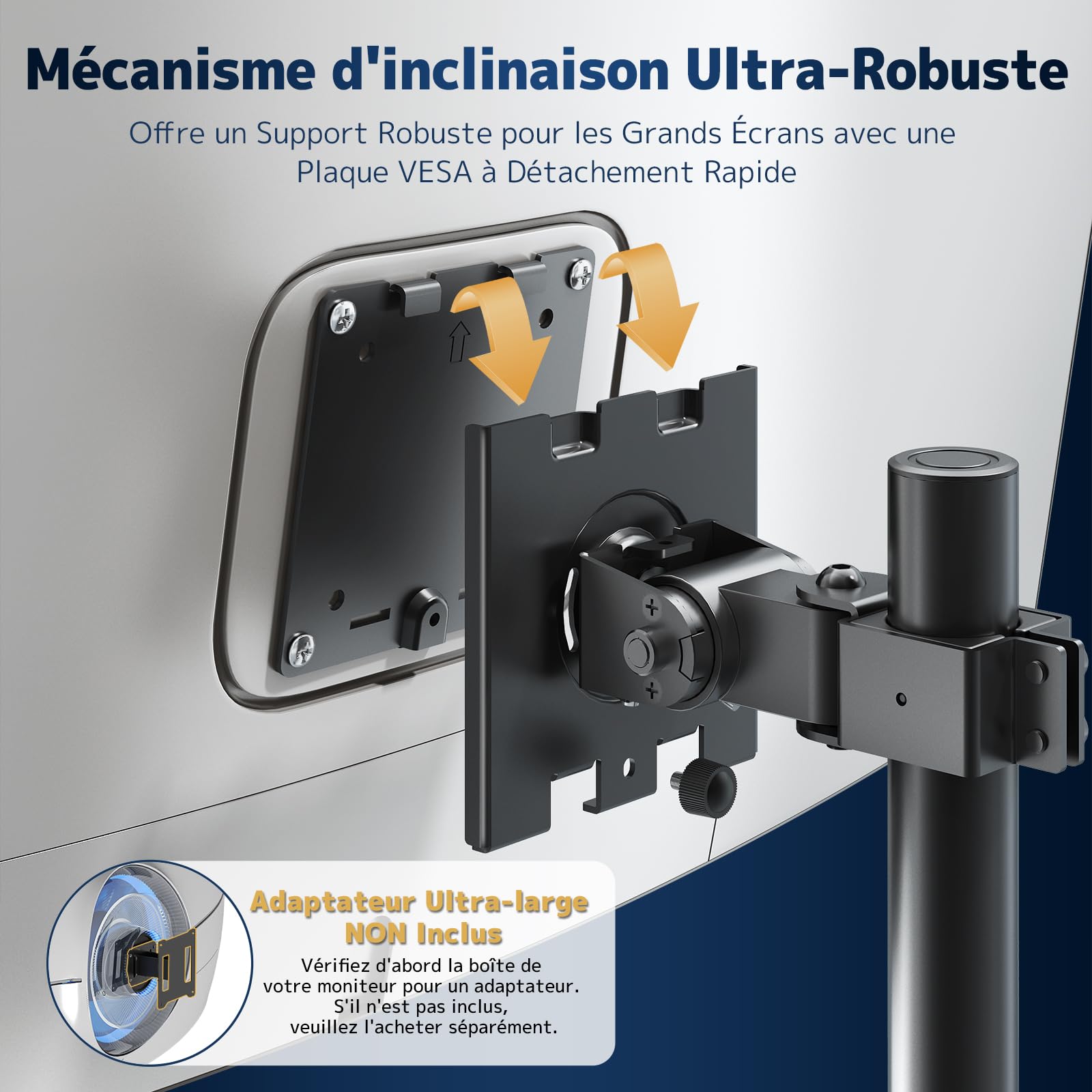 Support Moniteur pour 2 Écrans 17-49 Pouces – Bras Double Réglable en Hauteur, VESA 75x75 & 100x100 mm, Inclinable, Pivotant, Gain de Place, Noir