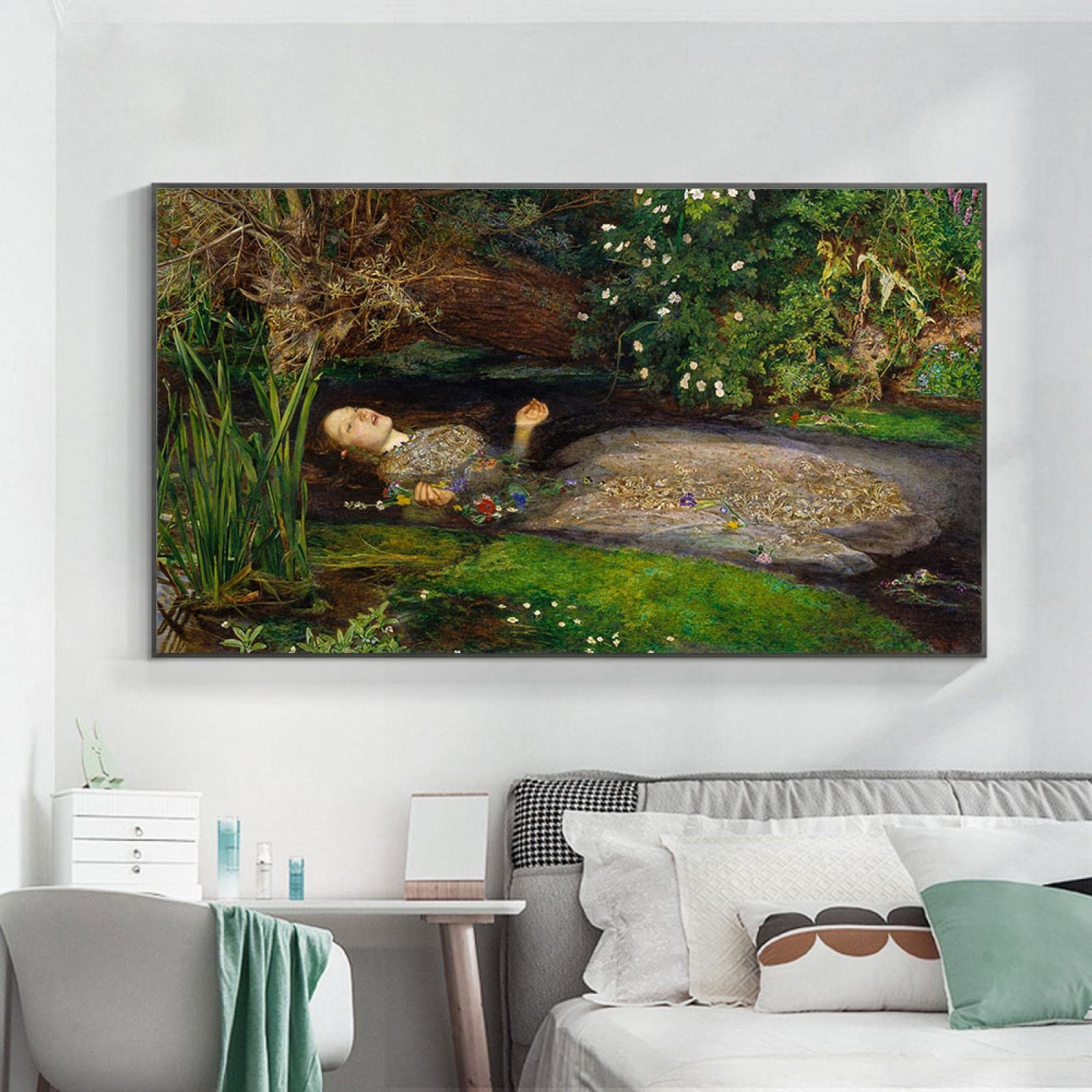 DECORARTS Ophelia Leinwanddruck – Nach John Everett Millais, 30x20 Cm, Fertig Zum Aufhängen