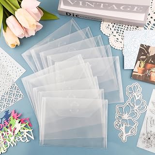 10 Pcs 7x5inch Stamp & Die Storage Bags - Resealable Clear Plastic - Waterproof Craft Organizer for Cutting Dies, Stencils, Scrapbooking, Card Making, DIY Paper Crafts
