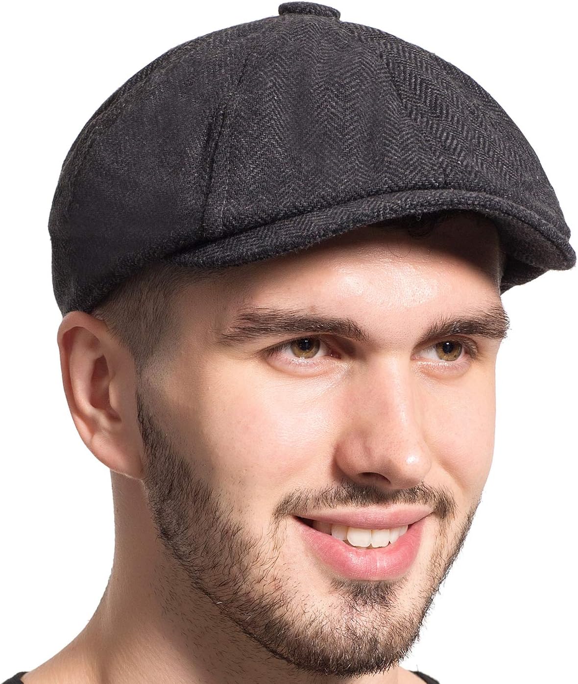 Gatsby Newsboy Hat Men Women Classic Herringbone 8 Panel Trendy Tweeb Flat Cap
