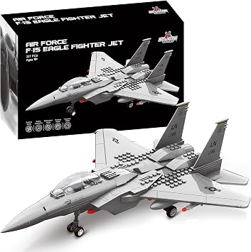 Apostrophe Games Fighter Jet Building Block Set 227-Pcs F-15 Eagle Fighter Toys Set Plane for Kids Older Than 10 and Adults Compatible with All Building Bricks