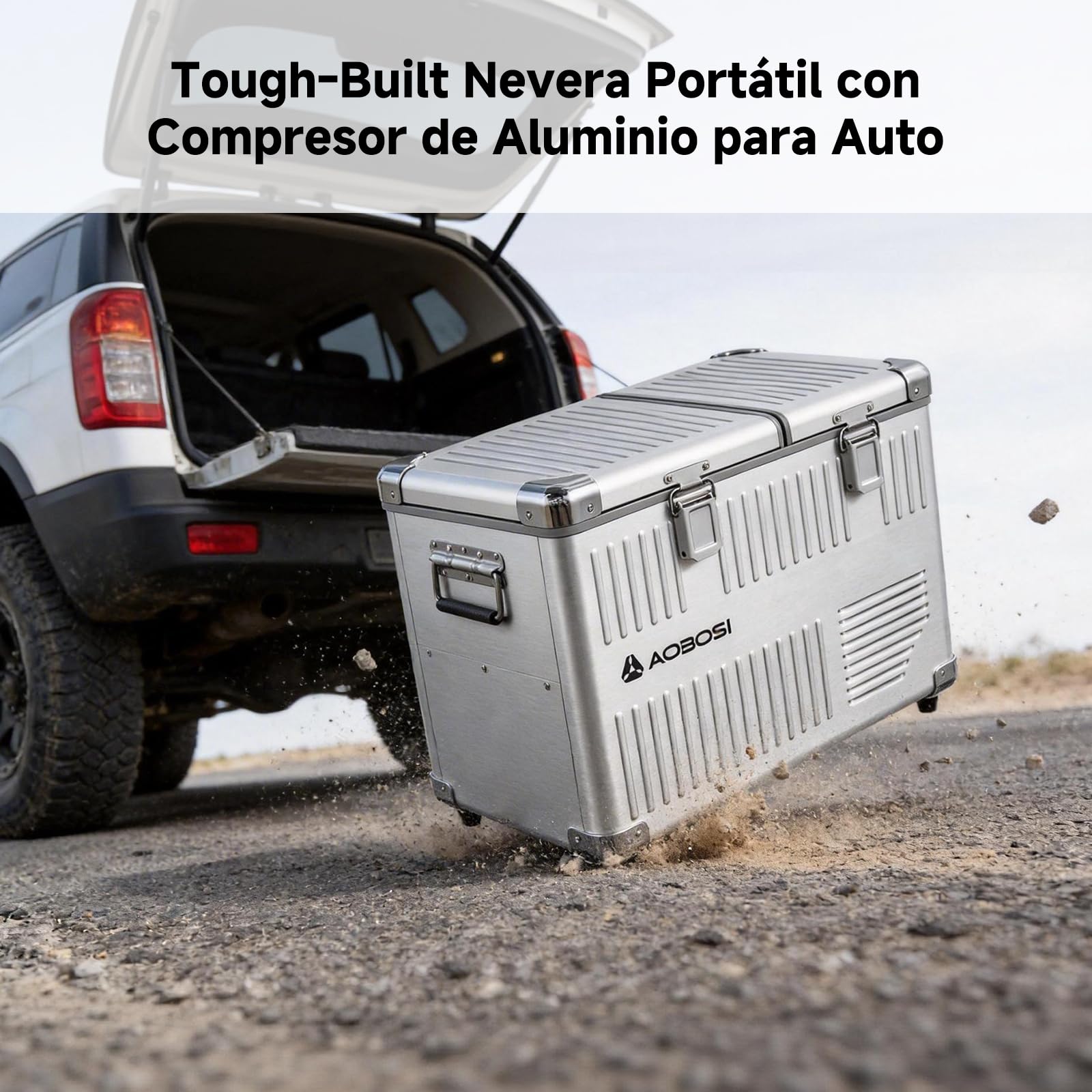 AAOBOSI Nevera Portatil 40L,Nevera 12v Compresor Doble Zona, de -20 °C a 20 °C, Aluminio Nevera Portatil Electrica Coche 12V/230V, Autocaravana, Camping, Jardín, Barco y Viajes en Coche