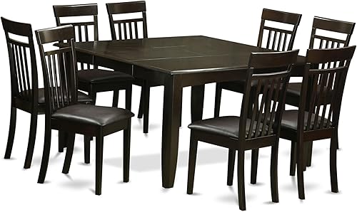 Miniatura 17 de East West Furniture PFCA7-CAP-W - Juego de mesa de comedor moderno de 7 piezas que consta de una mesa cuadrada de madera con hoja de mariposa y 6