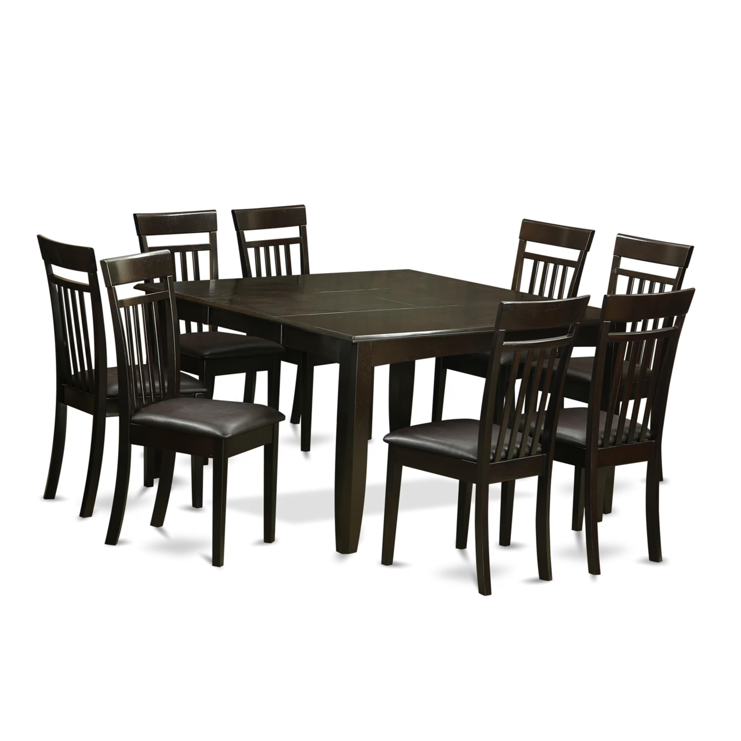 East West Furniture Parfait 9-Piece Dining Set with Leather Seat in Cappuccino