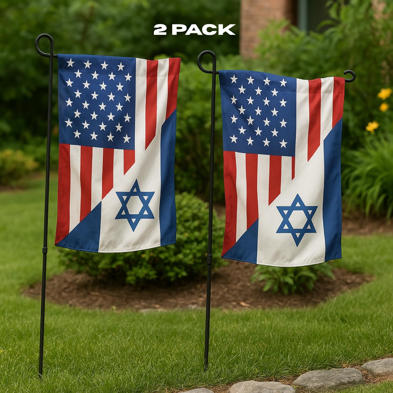 US - Israel Flag, American Israeli Friendship Garden Yard Flag, House Banner Double-Sided 12 X 18 (2 PACK)