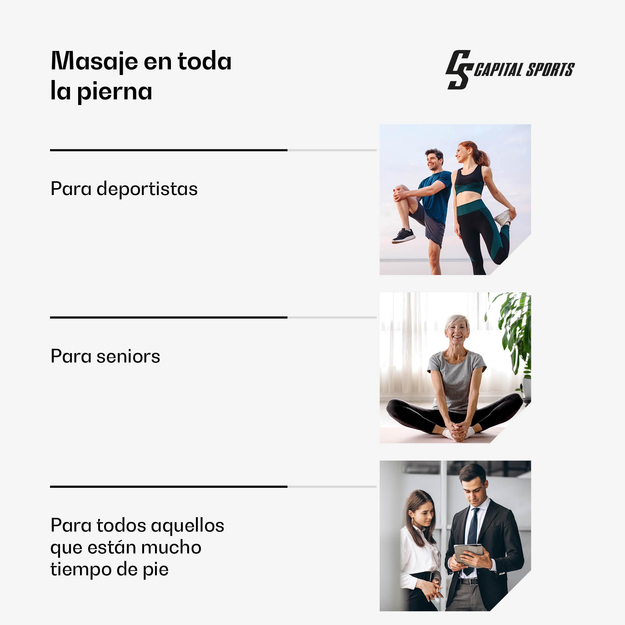 Capital Sports ReCrest Masajeador de Piernas – Masaje Completo de Piernas y Pies con Calor, 6 Modos, 3 Intensidades, 4 Cámaras de Presión para Alivio Muscular, Control Remoto y Temporizador Automático