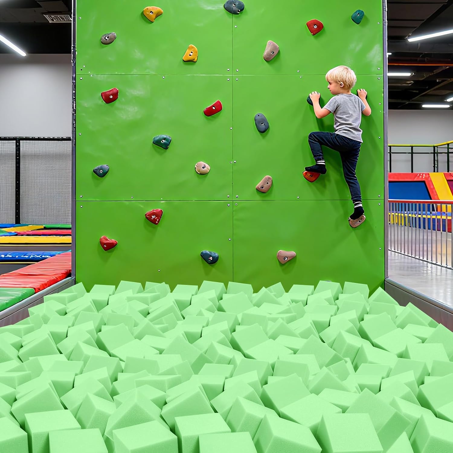24PCS Foam Cubes 5"x5"x5"- Foam Pit Blocks Set, Soft Stacking Blocks for Indoor Games,Trampolines, Gymnastics, Parkour & Action Sport (Green)