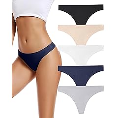 voenxe Seamless Women Underwear Thongs,No Show Ladies Thong,No Line Workout Breathable Comfortable Panties,Soft Undies,5-Pack
