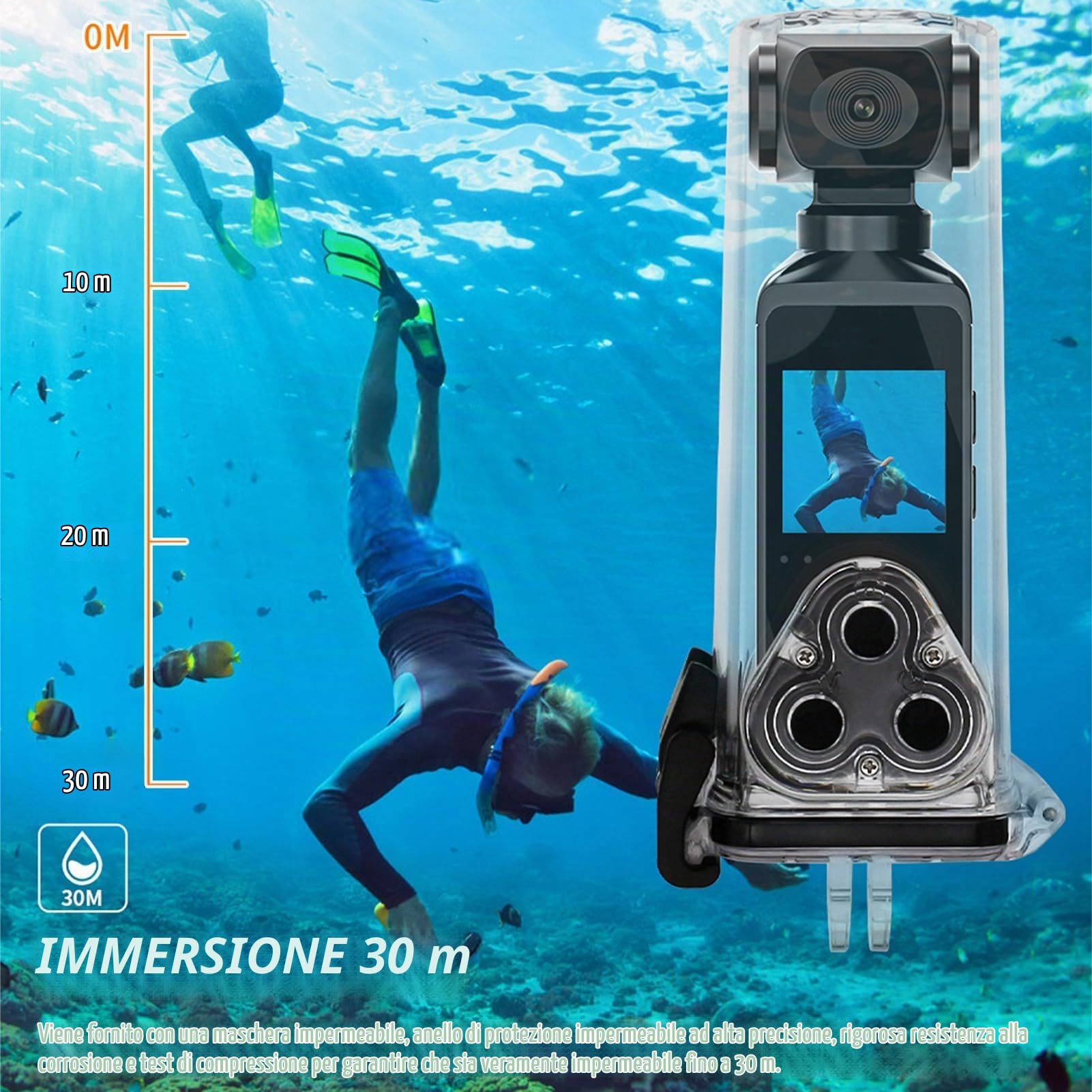 Ejoyous Camera da Azione Tascabile 4K, Videocamera per Videocamera per il Corpo Bodycam con WLAN e Microfono a 270 °, Senza Spazzato
