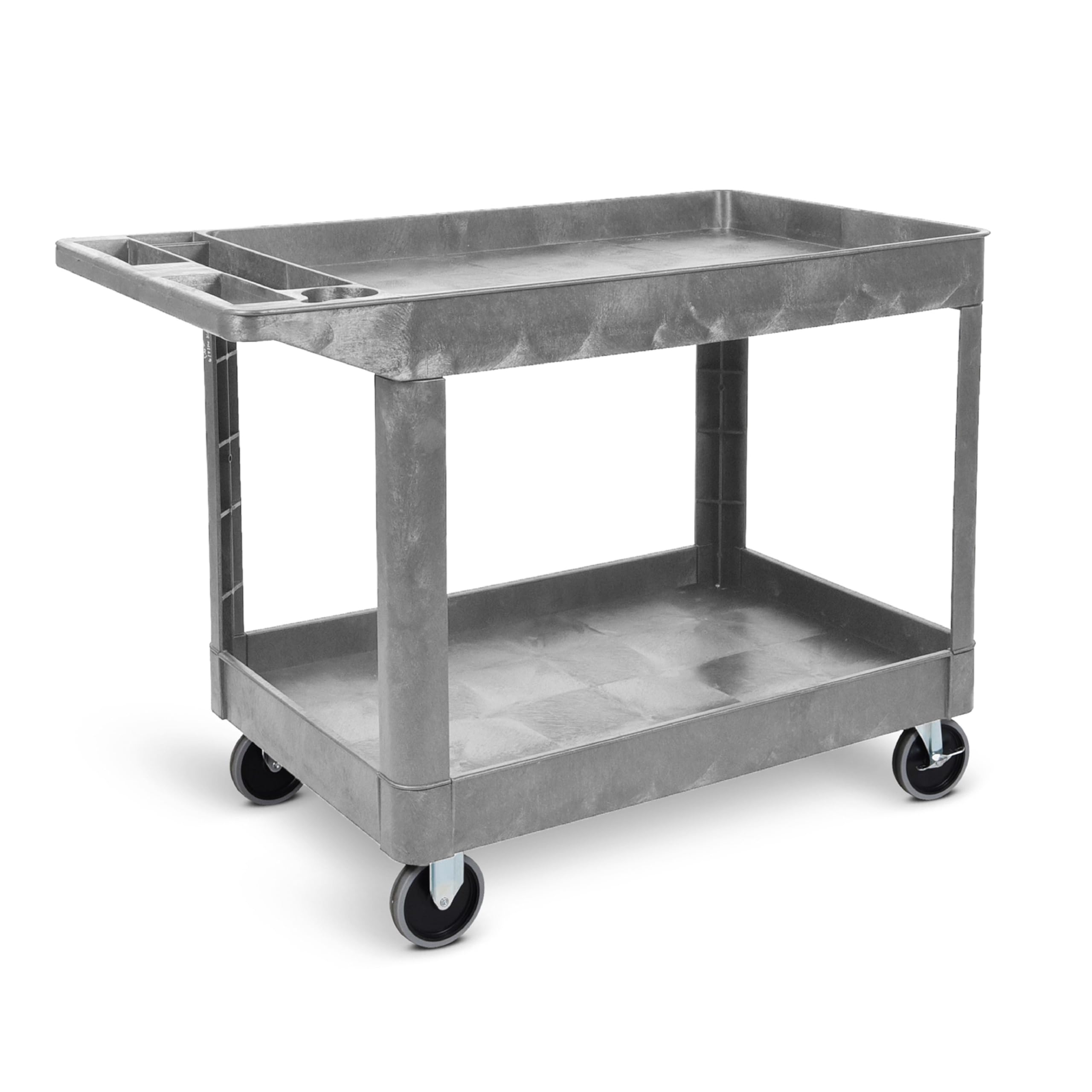 Tubstr Extra Large Two-Shelf Utility Cart with Wheels | 500 lb. Capacity Rolling Utility & Tool Cart for Warehouses, Industrial Settings, Auto Garages, & More (Gray, 45.5 x 24.5)