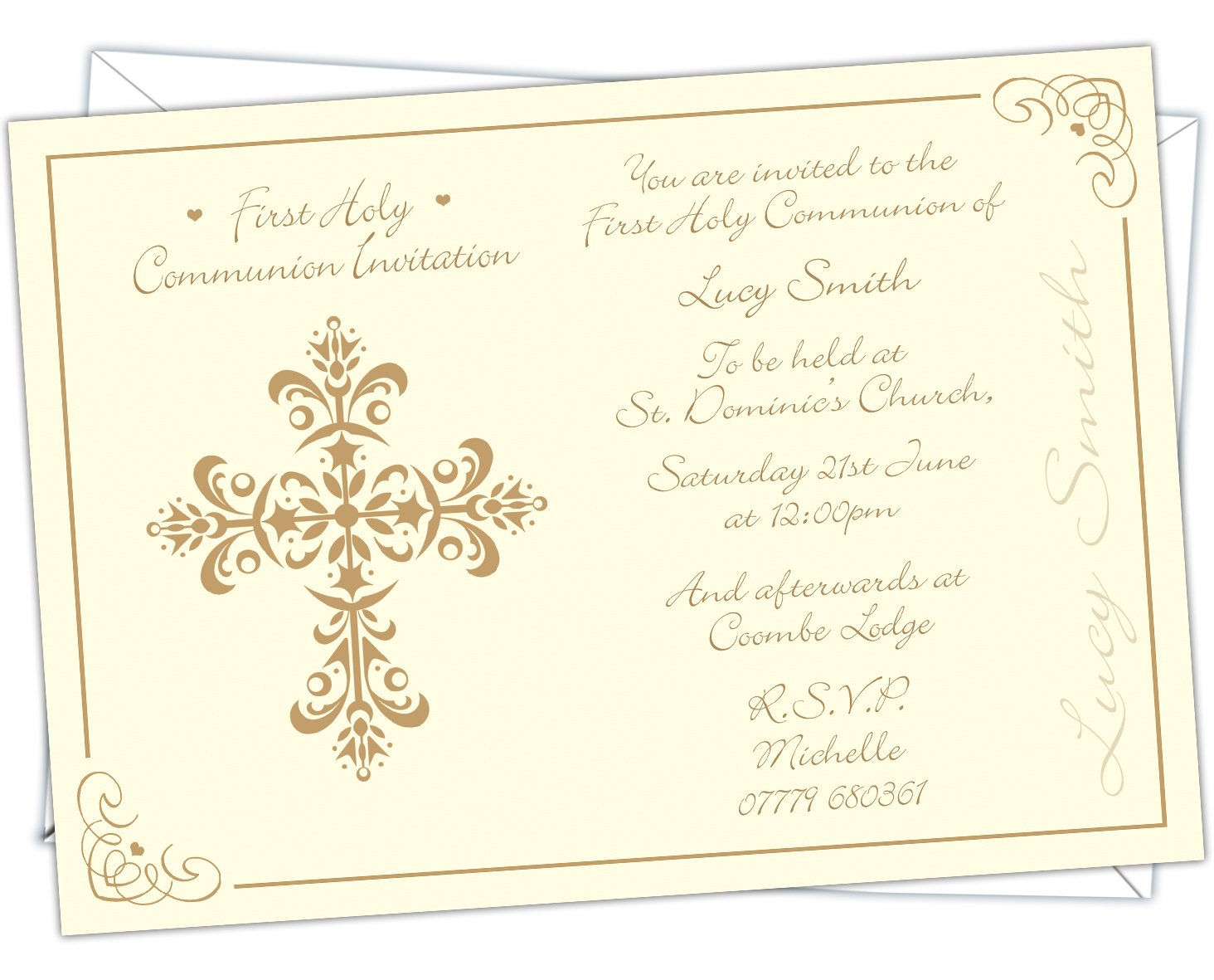 D&L Designs Ltd Personalised First 1st Holy Communion Invitations Invites HCI 008 (Pack of 24)